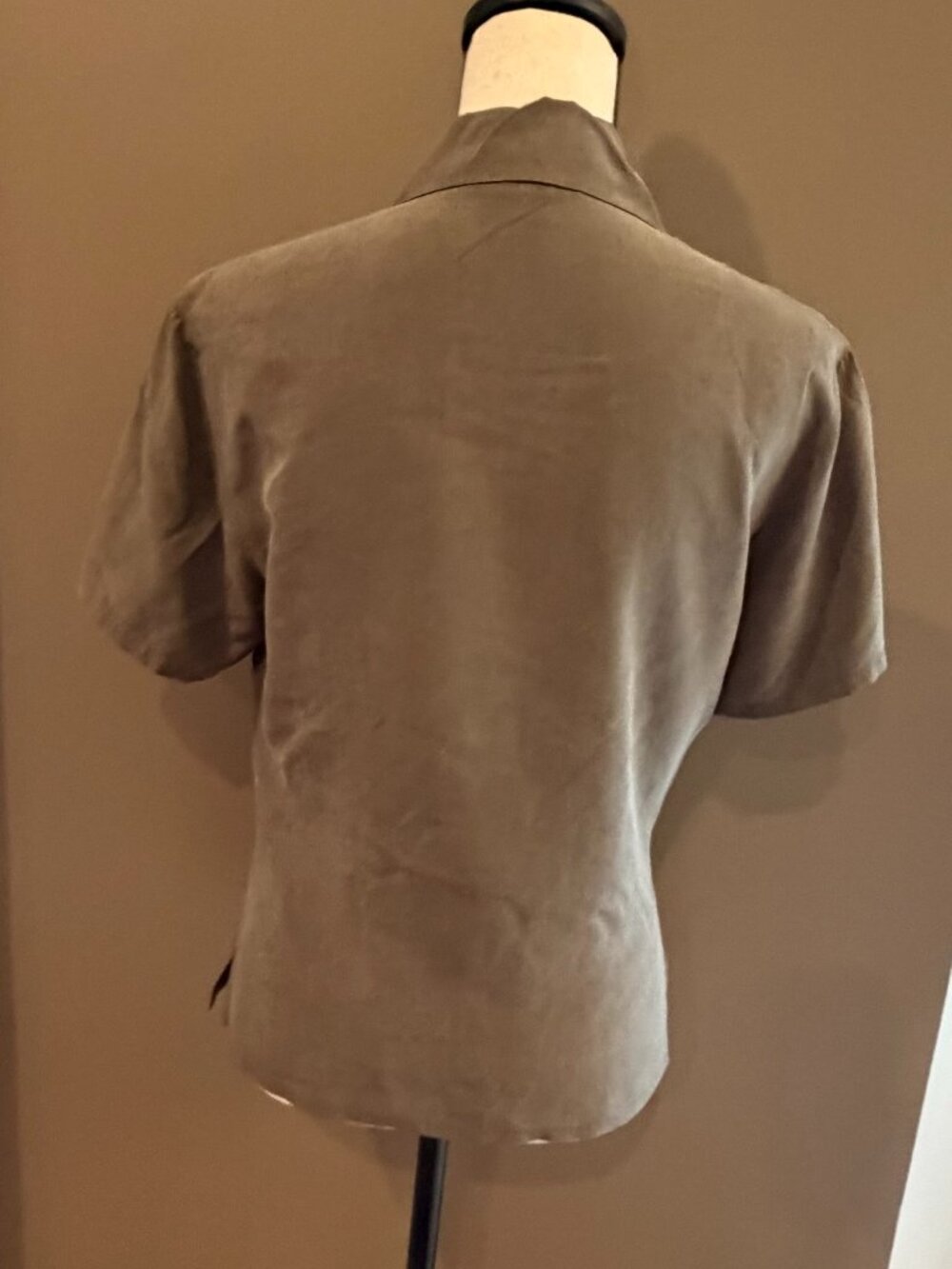 90's Express Silk Women's Army Green Set, Mini Skirt, Soft, Office, Size Medium - Picture 4 of 15